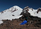 Bivy site on Heliotrope Ridge, 7050-ft up, in the shadow of the Black Buttes.  The location from where Edmund Coleman made the 1st recorded summit climb in 1868.