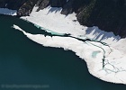 Remnant ice on Doubtful Lake, 1800-ft below my position at the Sahale Glacier.