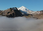 PTARMIGAN RIDGE HIKE: Fog and mist in Bellingham gives way to bright sun above the clouds at 5200-ft.  Destination: The Portals at the base of Mt. Baker.