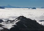 A strong inversion keeps the clouds pushed down below 5000-ft as I hike in quiet, brilliant sunshine.