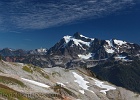 The return hike is dominated by views of 9127-ft Mt. Shuksan.