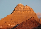 Mt. Wilbur (9321-ft) catching the sunrise as seen from Many Glacier; the sunniest day of the trip.