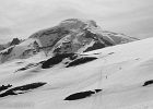 Mt. Baker from the lower climber&#39;s camp at 5800-ft; climber&#39;s trails every which way.