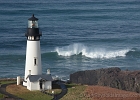 A wave breaks as it rolls into Yaquina Head.