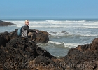 Yvonne on ancient lava below Cape Perpetua, near Yachats, OR.