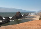 View north of Seal Rock SP on a hazy day with fog just off the beach.