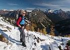 OCTOBER 18, 2011 Return Hike... My favorite hiking partner stops long enough to capture her image.  6500&#39;, just below Maple Pass.