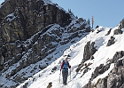 Over the Frisco Mtn arm at 6900-ft, the descent is steep and icy...