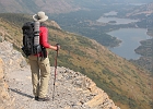 Yvonne surveys the return trail, knowing that our grizzly bear buddy is down below.