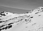 A monochrome image take during a pause on my telemark descent along side the Coleman Glacier.