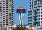 Space Needle in its 50th anniversary colors.