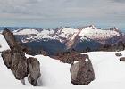 Just below 7000' and you can see over the ridge to the Sisters Range (and Puget Sound).