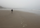 Sally on a fog-covered Washburne Beach.